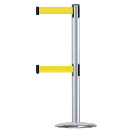 Barrier Post with Belt, 7 1/2 ft Length, 38 in Post Height, No Legend MPN:889T2U-1S-1S-STD-NO-Y5X-C