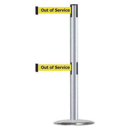 Barrier Post with Belt, 7 1/2 ft Length, 38 in Post Height, Out of Service MPN:889T2U-1S-1S-STD-NO-YEX-C