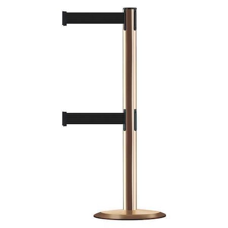 Barrier Post with Belt, Black, 7 1/2 ft Length, 38 in Post Height, No Legend MPN:889T2U-2P-2P-STD-NO-B9X-C