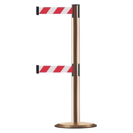 Barrier Post with Belt, Red/White Diagonal, 7 1/2 ft Length, 38 in Post Height, No Legend MPN:889T2U-2P-2P-STD-NO-D3X-C