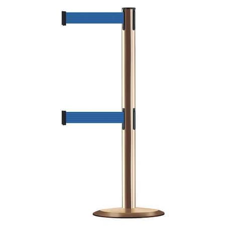 Barrier Post with Belt, Blue, 7 1/2 ft Length, 38 in Post Height MPN:889T2U-2P-2P-STD-NO-L5X-C