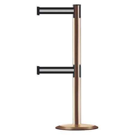 Barrier Post with Belt, Black/White Horizontal, 7 1/2 ft Length, 38 in Post Height, No Legend MPN:889T2U-2P-2P-STD-NO-S3X-C