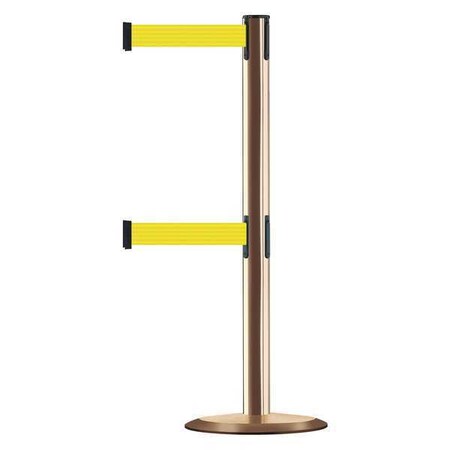 Barrier Post with Belt, Yellow, 7 1/2 ft Length, 38 in Post Height, No Legend MPN:889T2U-2P-2P-STD-NO-Y5X-C