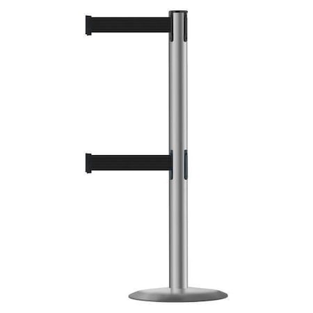 Barrier Post with Belt, 7 1/2 ft Length, 38 in Post Height, No Legend MPN:889T2U-3P-3P-STD-NO-B9X-C
