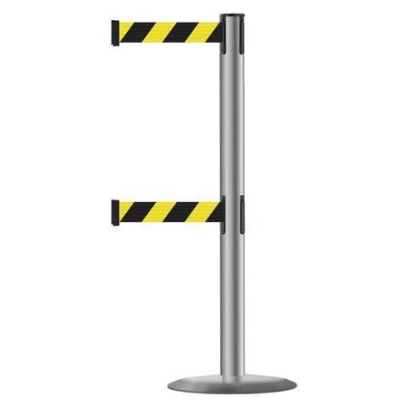 Barrier Post with Belt, 7 1/2 ft Length, 38 in Post Height, No Legend MPN:889T2U-3P-3P-STD-NO-D4X-C
