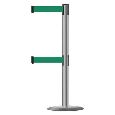 Barrier Post with Belt, 7 1/2 ft Length, 38 in Post Height, No Legend MPN:889T2U-3P-3P-STD-NO-G6X-C
