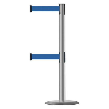 Barrier Post with Belt, 7 1/2 ft Length, 38 in Post Height, No Legend MPN:889T2U-3P-3P-STD-NO-L5X-C