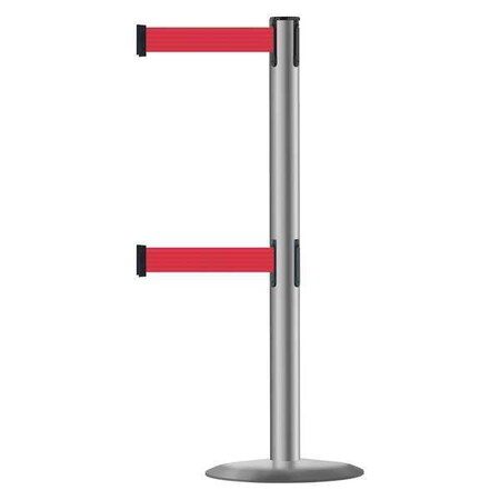 Barrier Post with Belt, 7 1/2 ft Length, 38 in Post Height, No Legend MPN:889T2U-3P-3P-STD-NO-R5X-C