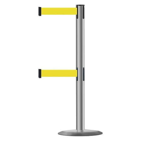 Barrier Post with Belt, 7 1/2 ft Length, 38 in Post Height, No Legend MPN:889T2U-3P-3P-STD-NO-Y5X-C