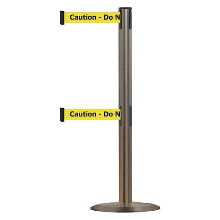 Barrier Post with Belt, 7 1/2 ft Length, 38 in Post Height, Caution Do Not Enter MPN:889T2U-3S-3S-STD-NO-YAX-C