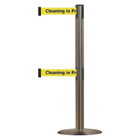 Barrier Post with Belt, 7 1/2 ft Length, 38 in Post Height, Cleaning in Progress MPN:889T2U-3S-3S-STD-NO-YCX-C