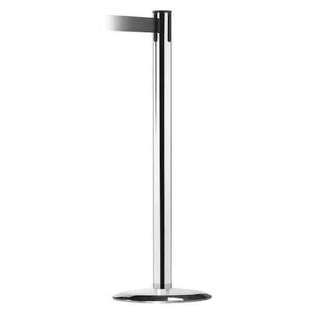 Barrier Post with Belt, 13 ft Length, 38 in Post Height, No Legend, Polished chrome MPN:889U-1P-1P-MAX-NO-B9X-C