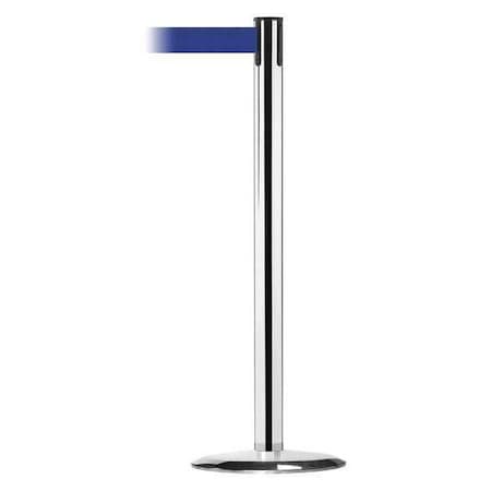 Barrier Post with Belt, 13 ft Length, 38 in Post Height, No Legend, Polished chrome MPN:889U-1P-1P-MAX-NO-L5X-C