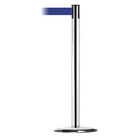 Barrier Post with Belt, 7 1/2 ft Length, 38 in Post Height, No Legend, Polished chrome MPN:889U-1P-1P-STD-NO-L5X-C