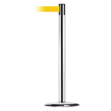 Barrier Post with Belt, 7 1/2 ft Length, 38 in Post Height, No Legend, Polished chrome MPN:889U-1P-1P-STD-NO-Y5X-C