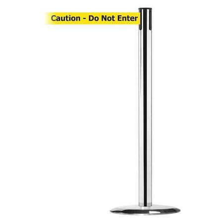 Barrier Post with Belt, 7 1/2 ft Length, 38 in Post Height, Caution Do Not Enter, Polished chrome MPN:889U-1P-1P-STD-NO-YAX-C