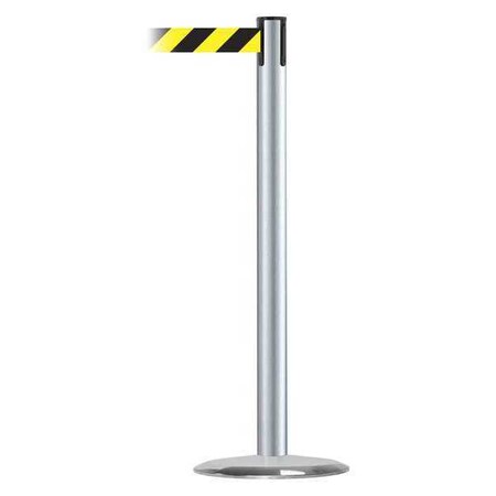 Barrier Post with Belt, 13 ft Length, 38 in Post Height, No Legend, Satin Chrome MPN:889U-1S-1S-MAX-NO-D4X-C