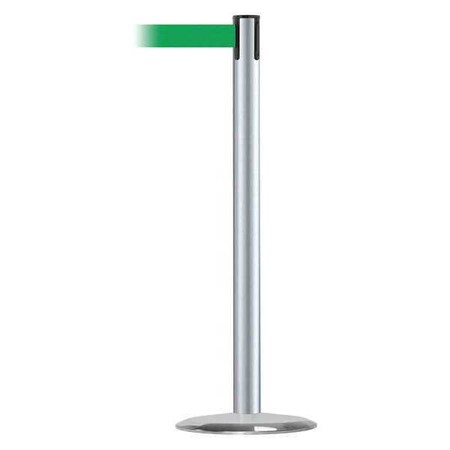 Barrier Post with Belt, 13 ft Length, 38 in Post Height, No Legend, Satin Chrome MPN:889U-1S-1S-MAX-NO-G6X-C