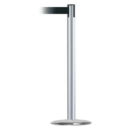 Barrier Post with Belt, 13 ft Length, 38 in Post Height, No Legend, Satin Chrome MPN:889U-1S-1S-MAX-NO-G7X-C