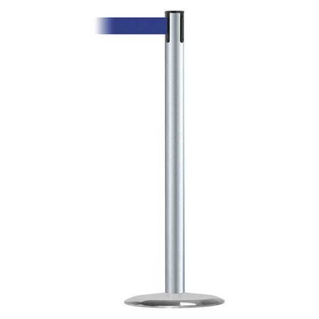 Barrier Post with Belt, 13 ft Length, 38 in Post Height, No Legend, Satin Chrome MPN:889U-1S-1S-MAX-NO-L5X-C