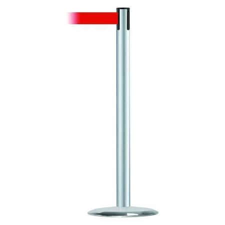 Barrier Post with Belt, 13 ft Length, 38 in Post Height, No Legend, Satin Chrome MPN:889U-1S-1S-MAX-NO-R5X-C