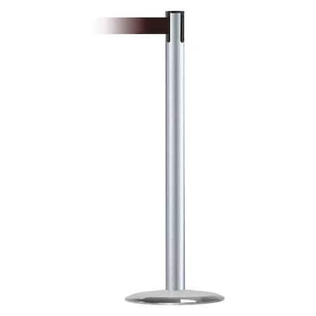 Barrier Post with Belt, 13 ft Length, 38 in Post Height, No Legend, Satin Chrome MPN:889U-1S-1S-MAX-NO-R7X-C