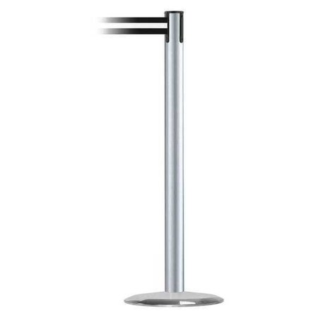 Barrier Post with Belt, 13 ft Length, 38 in Post Height, No Legend, Satin Chrome MPN:889U-1S-1S-MAX-NO-S3X-C