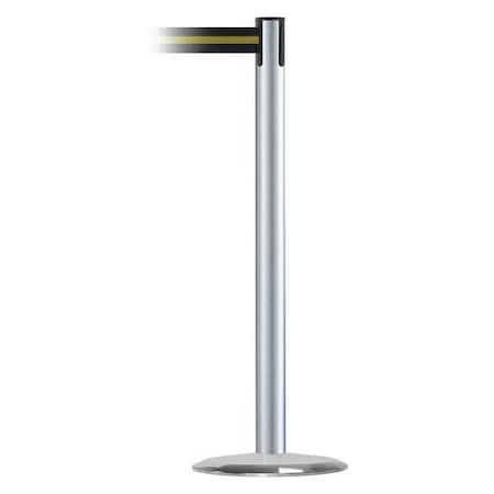 Barrier Post with Belt, 13 ft Length, 38 in Post Height, No Legend, Satin Chrome MPN:889U-1S-1S-MAX-NO-S4X-C