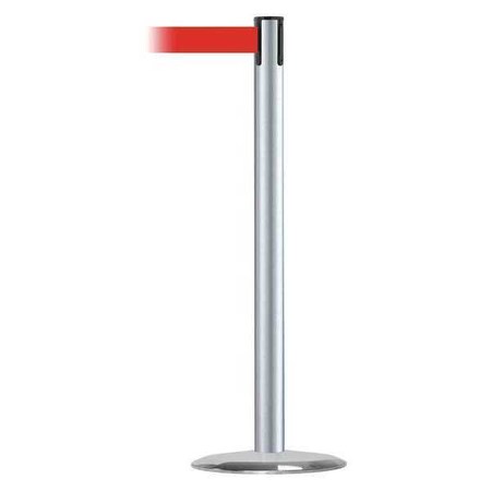 Barrier Post with Belt, 7 1/2 ft Length, 38 in Post Height, No Legend, Satin Chrome MPN:889U-1S-1S-STD-NO-R5X-C