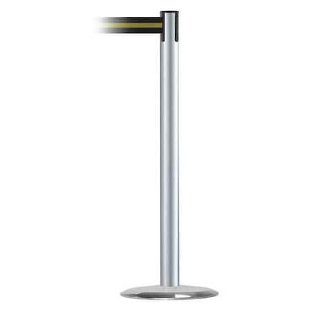 Barrier Post with Belt, 7 1/2 ft Length, 38 in Post Height, No Legend, Satin Chrome MPN:889U-1S-1S-STD-NO-S4X-C