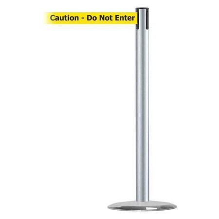Barrier Post with Belt, 7 1/2 ft Length, 38 in Post Height, Caution Do Not Enter, Satin Chrome MPN:889U-1S-1S-STD-NO-YAX-C