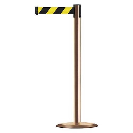 Barrier Post with Belt, 13 ft Length, 38 in Post Height, No Legend, Polished Brass MPN:889U-2P-2P-MAX-NO-D4X-C