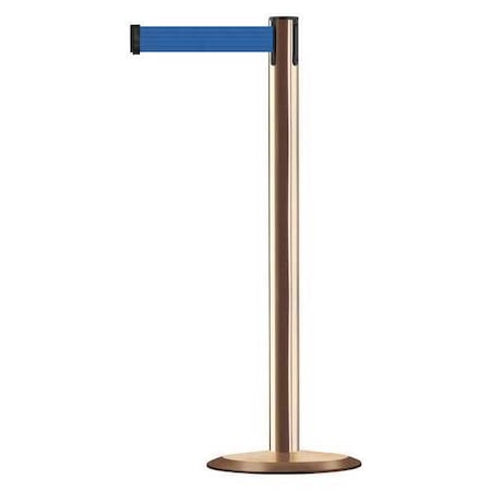 Barrier Post with Belt, 13 ft Length, 38 in Post Height, No Legend, Polished Brass MPN:889U-2P-2P-MAX-NO-L5X-C