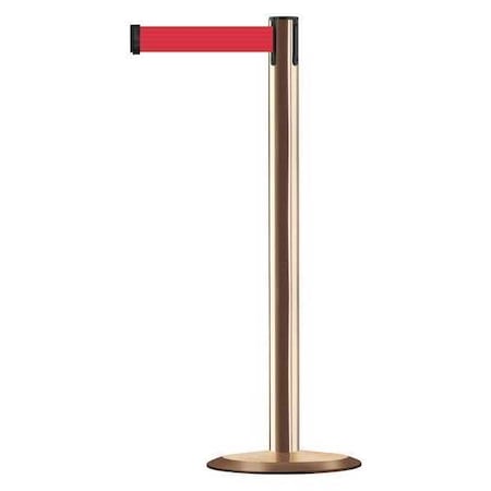 Barrier Post with Belt, 13 ft Length, 38 in Post Height, No Legend, Polished Brass MPN:889U-2P-2P-MAX-NO-R5X-C