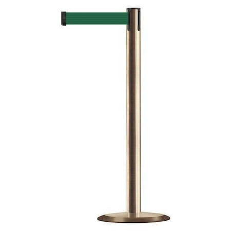 Barrier Post with Belt, 13 ft Length, 38 in Post Height, No Legend, Satin Brass MPN:889U-2S-2S-MAX-NO-G7X-C