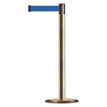 Barrier Post with Belt, 13 ft Length, 38 in Post Height, No Legend, Satin Brass MPN:889U-2S-2S-MAX-NO-L5X-C