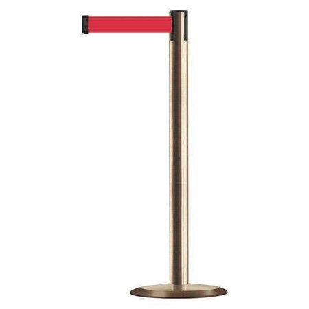 Barrier Post with Belt, 13 ft Length, 38 in Post Height, No Legend, Satin Brass MPN:889U-2S-2S-MAX-NO-R5X-C