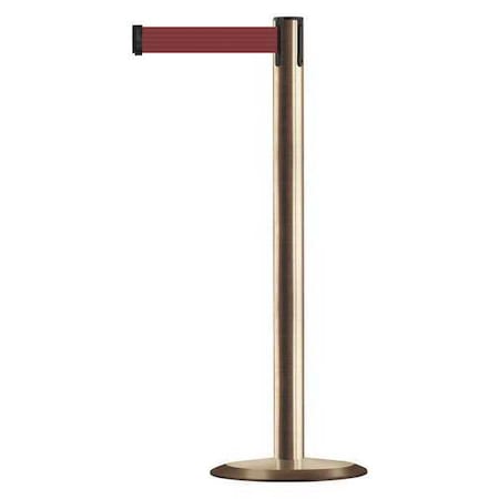 Barrier Post with Belt, 13 ft Length, 38 in Post Height, No Legend, Satin Brass MPN:889U-2S-2S-MAX-NO-R7X-C