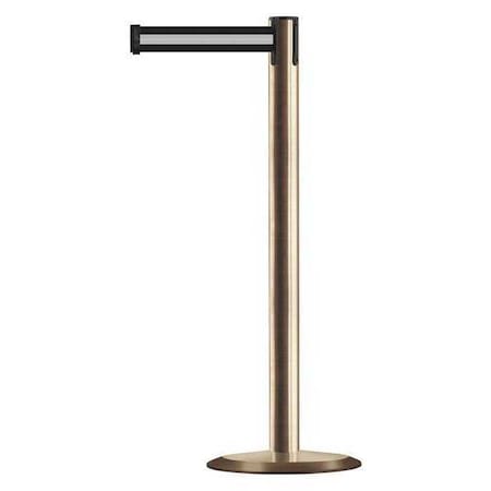 Barrier Post with Belt, 13 ft Length, 38 in Post Height, No Legend, Satin Brass MPN:889U-2S-2S-MAX-NO-S3X-C