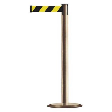 Barrier Post with Belt, 7 1/2 ft Length, 38 in Post Height, No Legend, Satin Brass MPN:889U-2S-2S-STD-NO-D4X-C