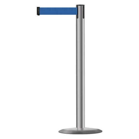 Barrier Post with Belt, 13 ft Length, 38 in Post Height, No Legend, Polished Stainless Steel MPN:889U-3P-3P-MAX-NO-L5X-C