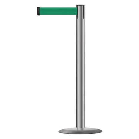 Barrier Post with Belt, 7 1/2 ft Length, 38 in Post Height, No Legend, Polished Stainless Steel MPN:889U-3P-3P-STD-NO-G6X-C
