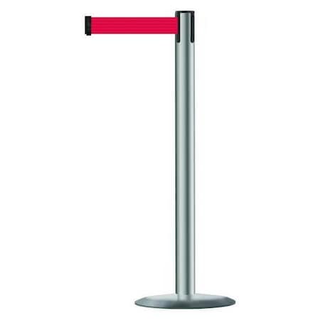 Barrier Post with Belt, 7 1/2 ft Length, 38 in Post Height, No Legend, Polished Stainless Steel MPN:889U-3P-3P-STD-NO-R5X-C
