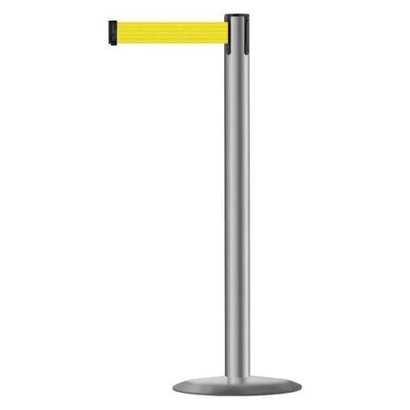Barrier Post with Belt, 7 1/2 ft Length, 38 in Post Height, No Legend, Polished Stainless Steel MPN:889U-3P-3P-STD-NO-Y5X-C