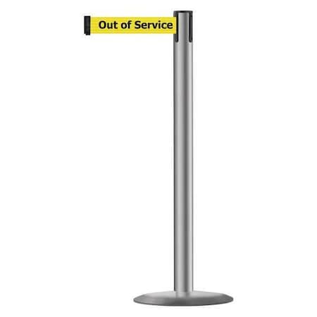 Barrier Post with Belt, 7 1/2 ft Length, 38 in Post Height, Out of Service MPN:889U-3P-3P-STD-NO-YEX-C