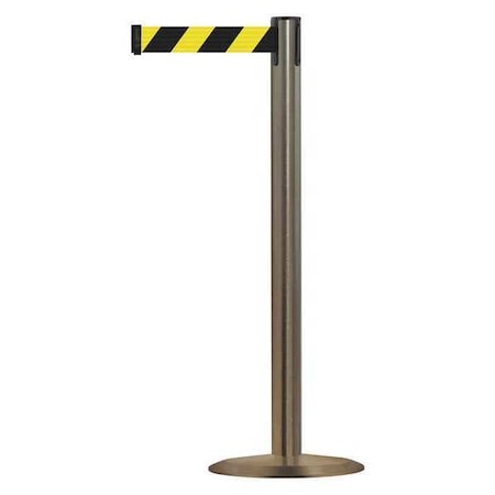 Barrier Post with Belt, 13 ft Length, 38 in Post Height, No Legend, Satin Stainless Steel MPN:889U-3S-3S-MAX-NO-D4X-C