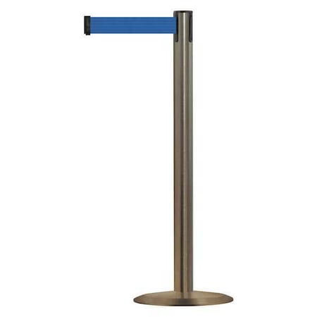 Barrier Post with Belt, 13 ft Length, 38 in Post Height, No Legend, Satin Stainless Steel MPN:889U-3S-3S-MAX-NO-L5X-C