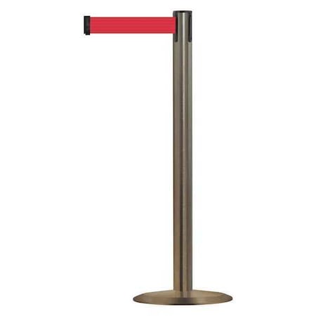 Barrier Post with Belt, 13 ft Length, 38 in Post Height, No Legend, Satin Stainless Steel MPN:889U-3S-3S-MAX-NO-R5X-C