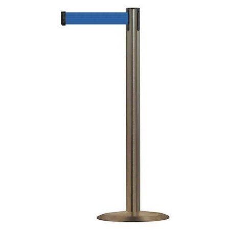 Barrier Post with Belt, 7 1/2 ft Length, 38 in Post Height, No Legend, Satin Stainless Steel MPN:889U-3S-3S-STD-NO-L5X-C