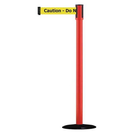 Barrier Post with Belt, 7 1/2 ft Length, 38 in Post Height, Caution Do Not Enter MPN:890B-33-21-21-STD-NO-YAX-C